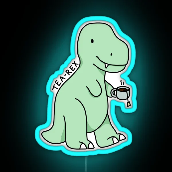 Tea Rex Illustration RGB Neon Sign
