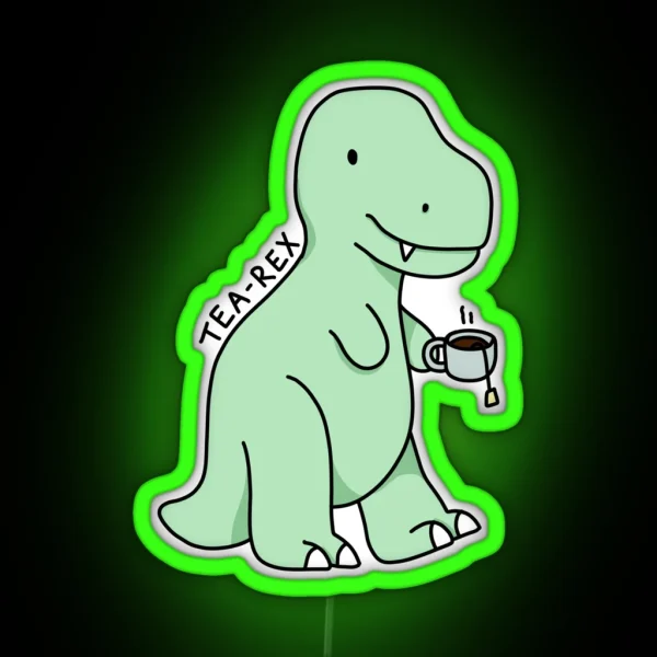 Tea Rex Illustration RGB Neon Sign