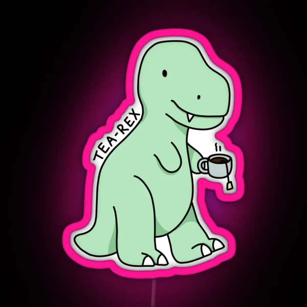 Tea Rex Illustration RGB Neon Sign