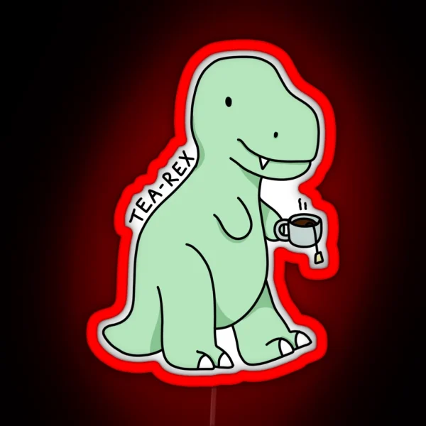 Tea Rex Illustration RGB Neon Sign
