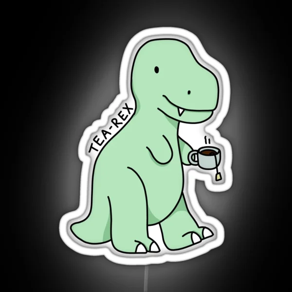 Tea Rex Illustration RGB Neon Sign