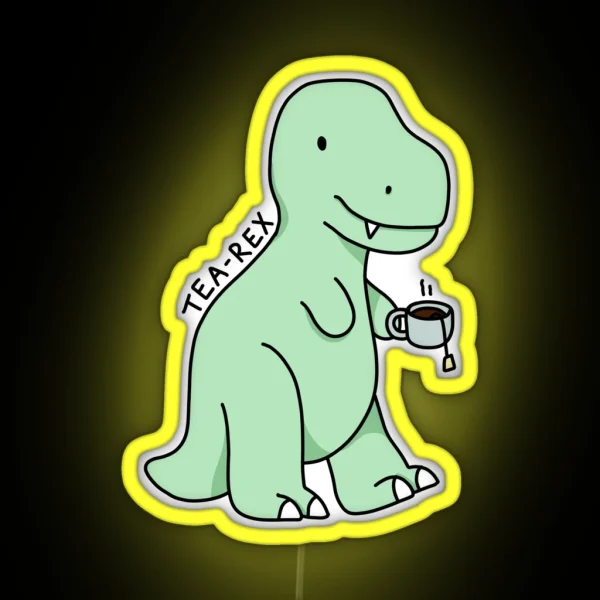 Tea Rex Illustration RGB Neon Sign