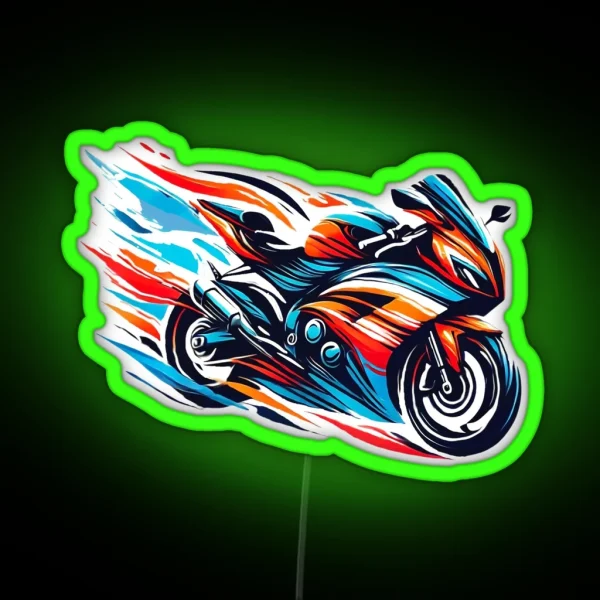 Teal Orange Color Wave Sportbike RGB Neon Sign