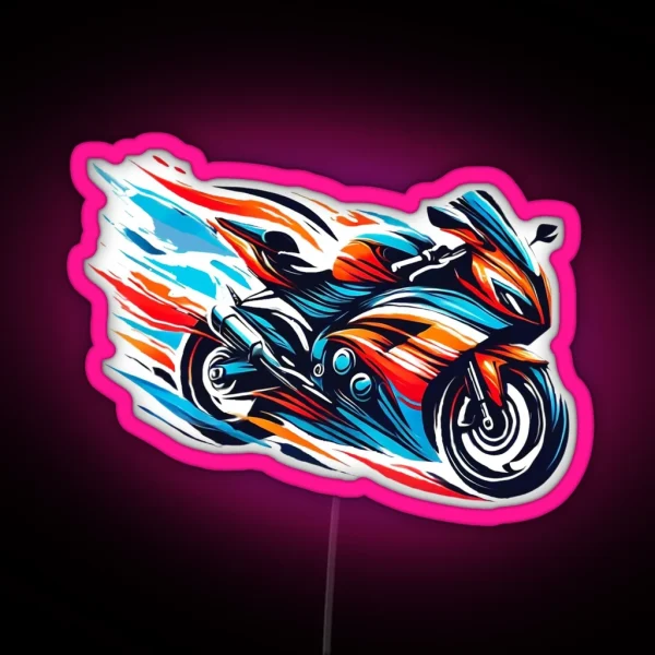 Teal Orange Color Wave Sportbike RGB Neon Sign