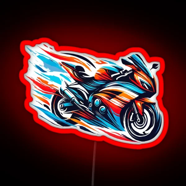 Teal Orange Color Wave Sportbike RGB Neon Sign