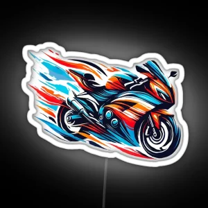 Teal Orange Color Wave Sportbike RGB Neon Sign