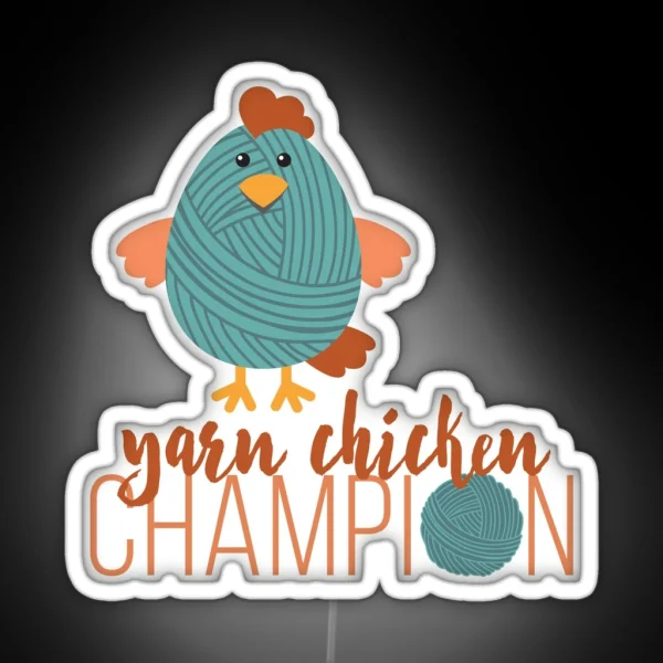 Teal Yarn Chicken Champion RGB Neon Sign