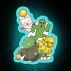 Final Fantasy team gathered under a vibrant neon sign with RGB colors