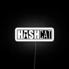 Hashcat logo in neon colors with a tech background.