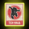 RGB neon sign with tech ninja logo in a modern design.