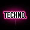 Neon pink city street sign with RGB colors.