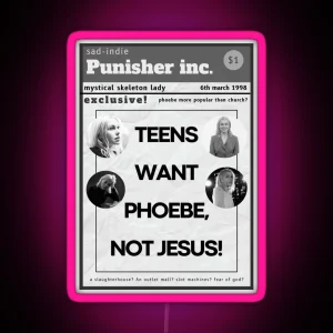 Teens Want Phoebe Bridgers Not Jesus Poster Design RGB Neon Sign