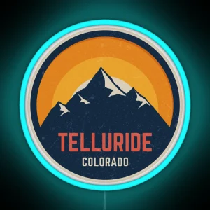 Telluride Colorado Mountain Design RGB Neon Sign