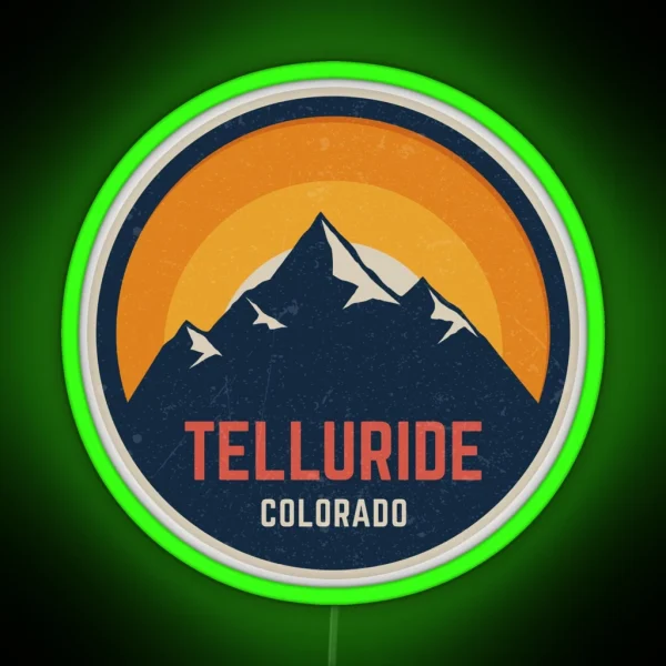 Telluride Colorado Mountain Design RGB Neon Sign