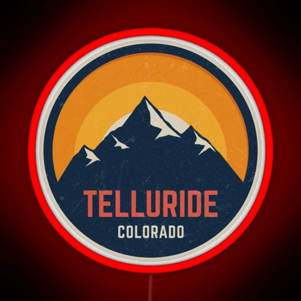 Telluride Colorado Mountain Design RGB Neon Sign