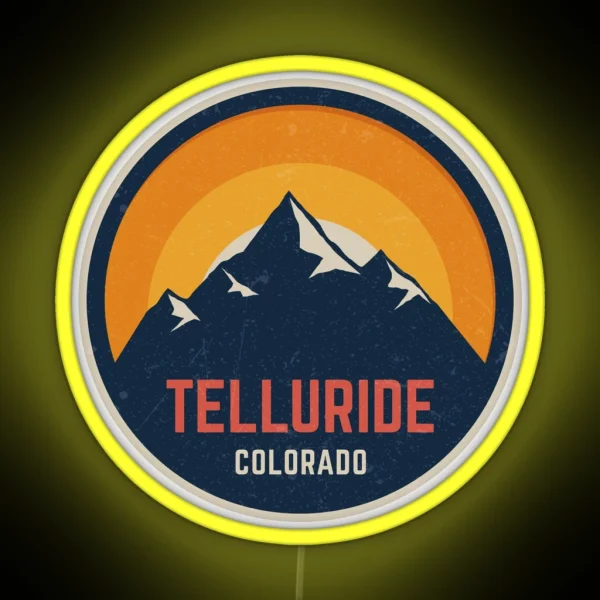 Telluride Colorado Mountain Design RGB Neon Sign