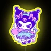 Tender bunny in neon dress under RGB sign