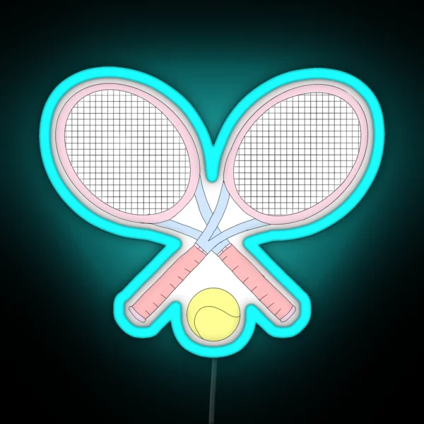 Tennis Rackets And Ball RGB Neon Sign