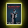 Terrifier-themed Valentine's Day card with neon signs and a yellow background.