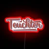 Teuchters in neon, speaking Doric dialect in a vibrant Scottish setting.