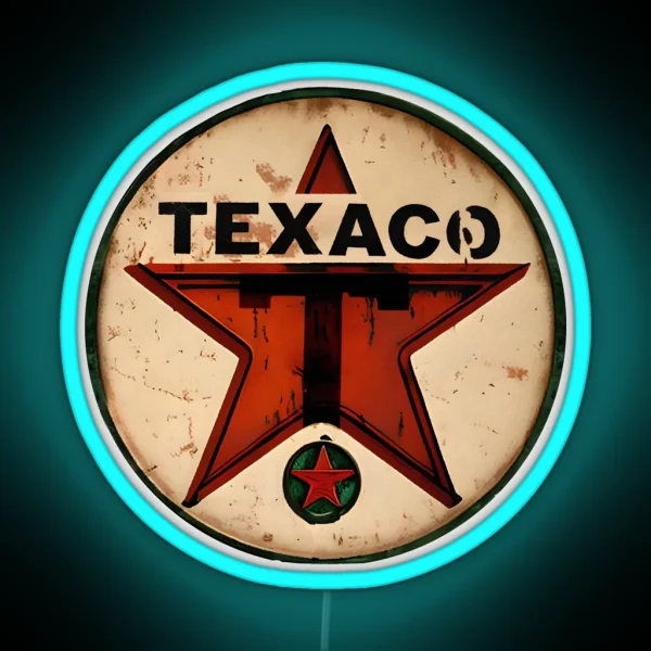 Texaco Star Green T Gas USA Made Vintage Garage RGB Neon Sign