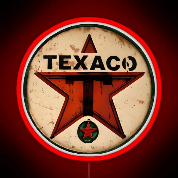 Texaco Star Green T Gas USA Made Vintage Garage RGB Neon Sign