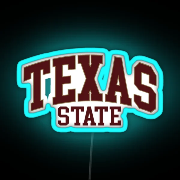 Texas State College Font Curved RGB Neon Sign
