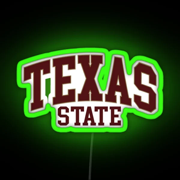 Texas State College Font Curved RGB Neon Sign