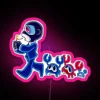 A family walks together in a vibrant, neon-lit setting inspired by Team Fortress 2, with pink accents and a playful atmosp...