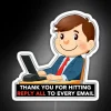 Employee accidentally hits reply-all to entire company email chain, sparking chaos in office.