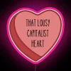 Neon sign with cloying, capitalist heart logo in RGB colors.