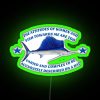 Neon sign with colorful characters representing diverse attitudes of women and fish towards a person.