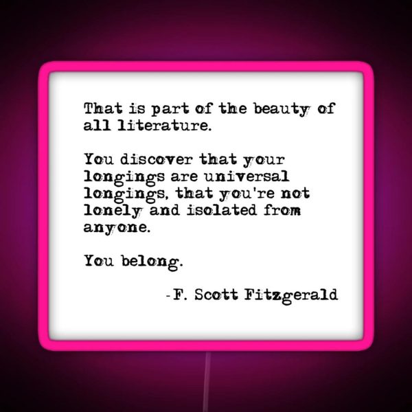 The Beauty Of All Literature F Scott Fitzgerald RGB Neon Sign