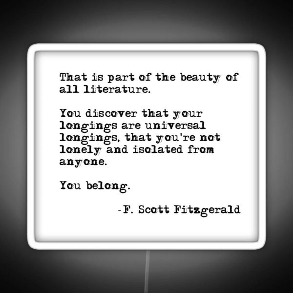 The Beauty Of All Literature F Scott Fitzgerald RGB Neon Sign