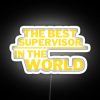 Neon sign highlighting qualities of a great supervisor in bright RGB colors.