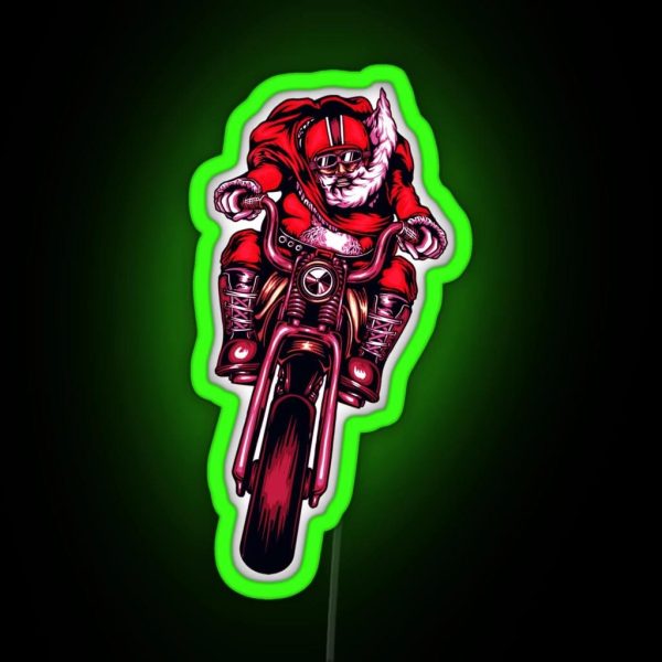 The Biker Santa Claus RGB Neon Sign