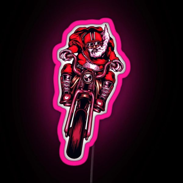 The Biker Santa Claus RGB Neon Sign