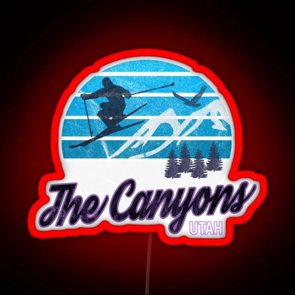 The Canyons Utah USA Ski Resort Snowboarding Winter Skiing Wear Led Hoodies Sweaters And Jumpers RGB Neon Sign