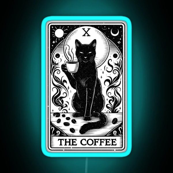 The Coffee Tarot Card For Tarot Reader Cat RGB Neon Sign