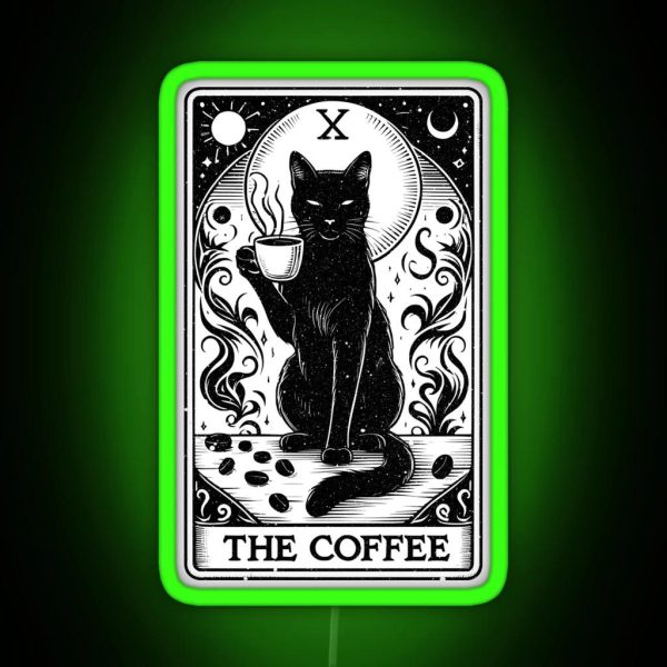 The Coffee Tarot Card For Tarot Reader Cat RGB Neon Sign