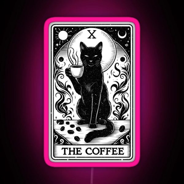 The Coffee Tarot Card For Tarot Reader Cat RGB Neon Sign