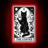 Coffee tarot card with neon design, perfect gift for tarot reader cat owners.