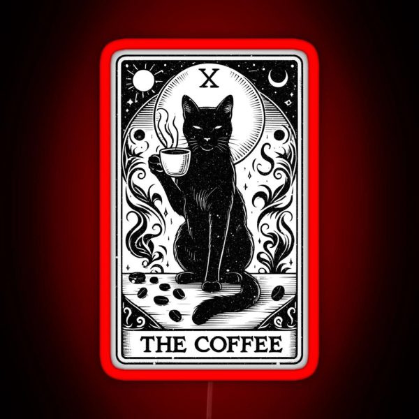 The Coffee Tarot Card For Tarot Reader Cat RGB Neon Sign