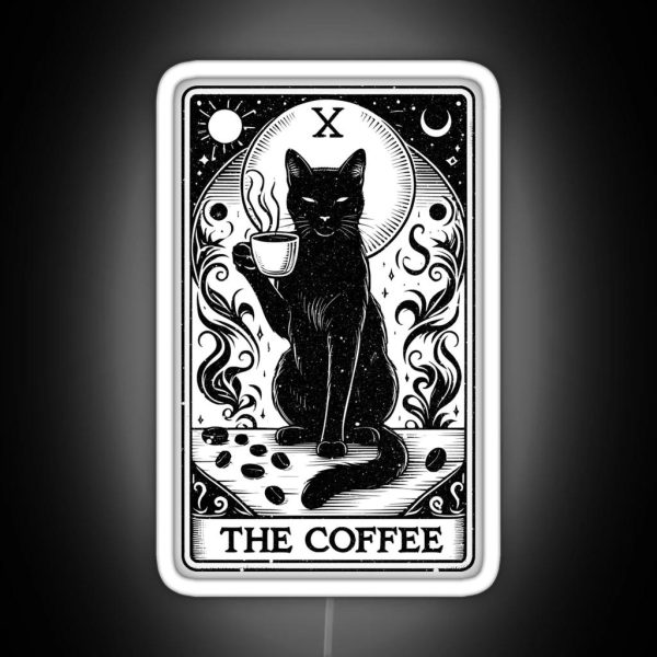The Coffee Tarot Card For Tarot Reader Cat RGB Neon Sign