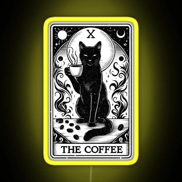 The Coffee Tarot Card For Tarot Reader Cat RGB Neon Sign
