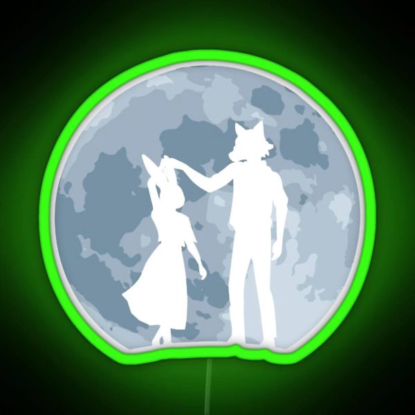 The Couple Dancing Under The Moon Romantic Cartoon RGB Neon Sign