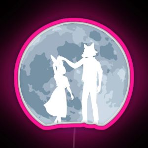 The Couple Dancing Under The Moon Romantic Cartoon RGB Neon Sign