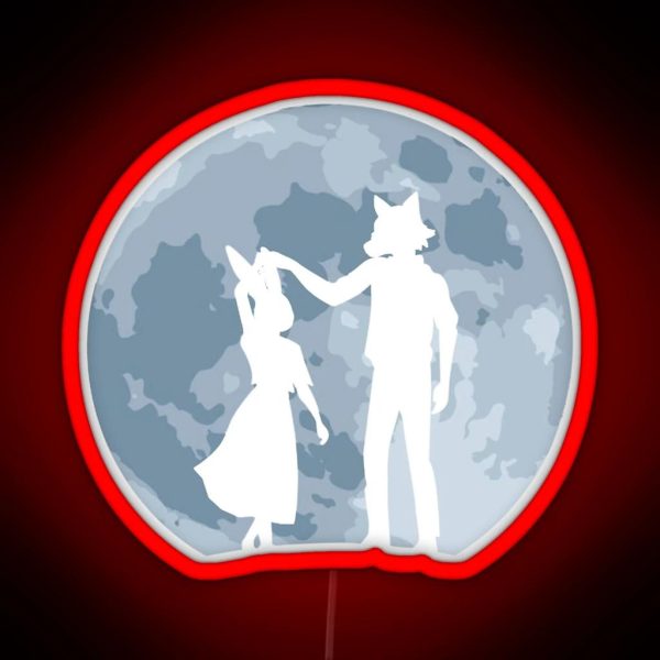 The Couple Dancing Under The Moon Romantic Cartoon RGB Neon Sign