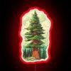 Colorful neon sign reading 'The Daring Douglas Fir' in vibrant RGB colors, resembling a playful and whimsical forest name.