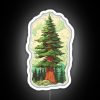 RGB Neon Sign with Douglas Fir Tree Silhouette